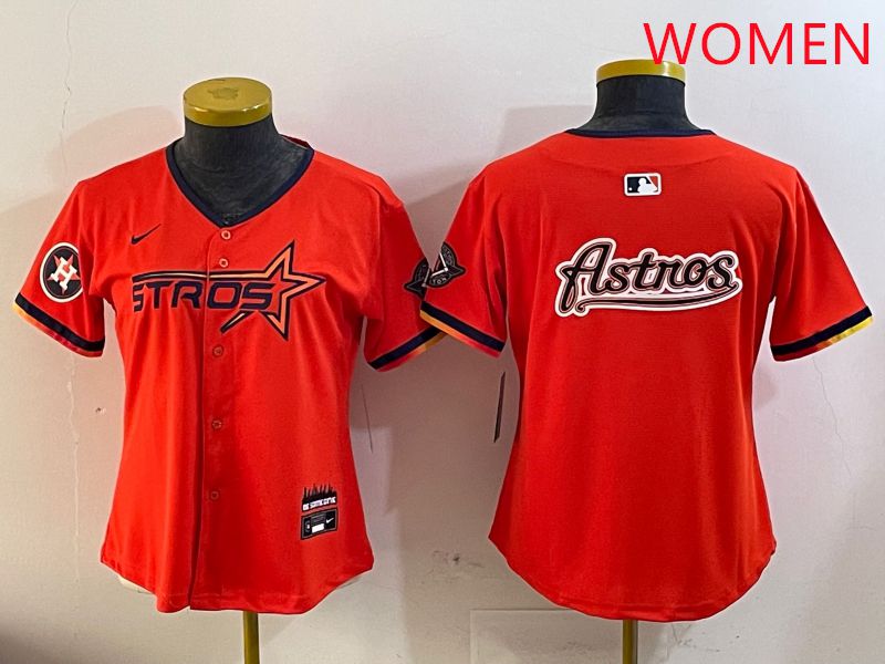 Women Houston Astros Blank Orange Three generations Joint Name 2025 Nike MLB Jersey style 18